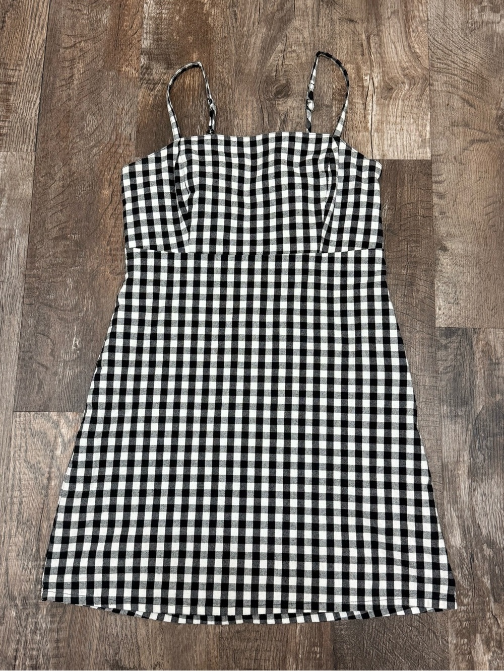 Hollister Black and White Gingham Spaghetti Strap Mini Dress
